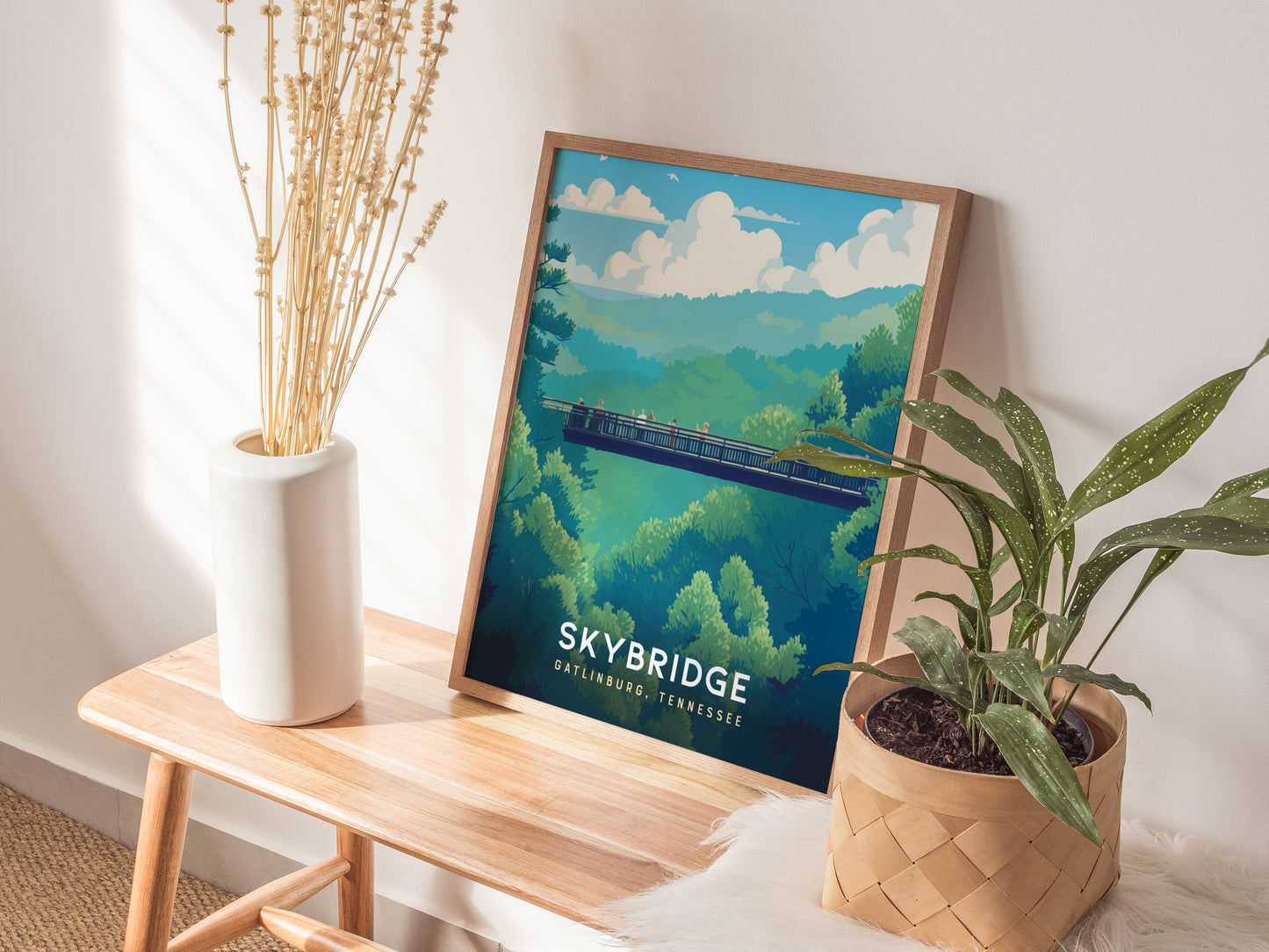 Gatlinburg SkyBridge Poster | Great Smoky Mountains Hiker Wall Art | Framed or Unframed