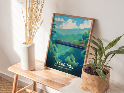 Gatlinburg SkyBridge Poster | Great Smoky Mountains Hiker Wall Art | Framed or Unframed