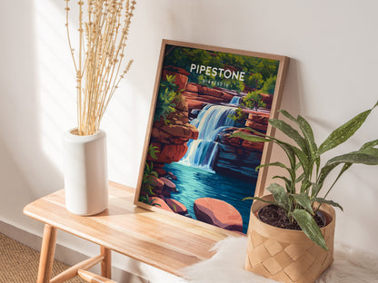 Pipestone, Minnesota Poster | Sacred Quarry & Prairie Sunset Wall Art — styled in a modern interior