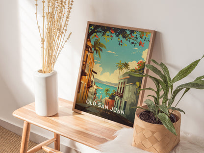 Old San Juan Poster | Puerto Rico Historic District Wall Art Print