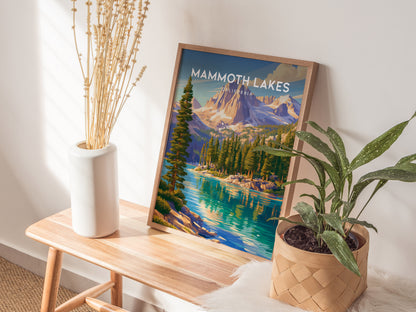 Mammoth Lakes, California Poster | Alpine Lake & Mountain Wilderness Wall Art — styled in a modern interior