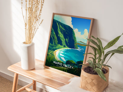 Waipio Valley Poster | Big Island Hawaii Art Valley of Kings Lookout
