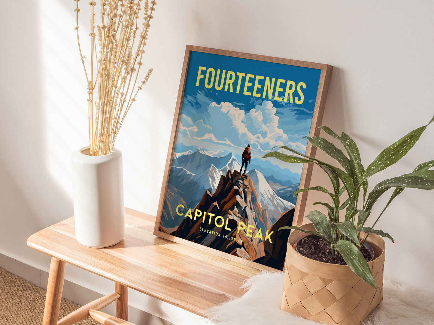 Capitol Peak Colorado Fourteener Poster | Mountain Hiker Wall Art