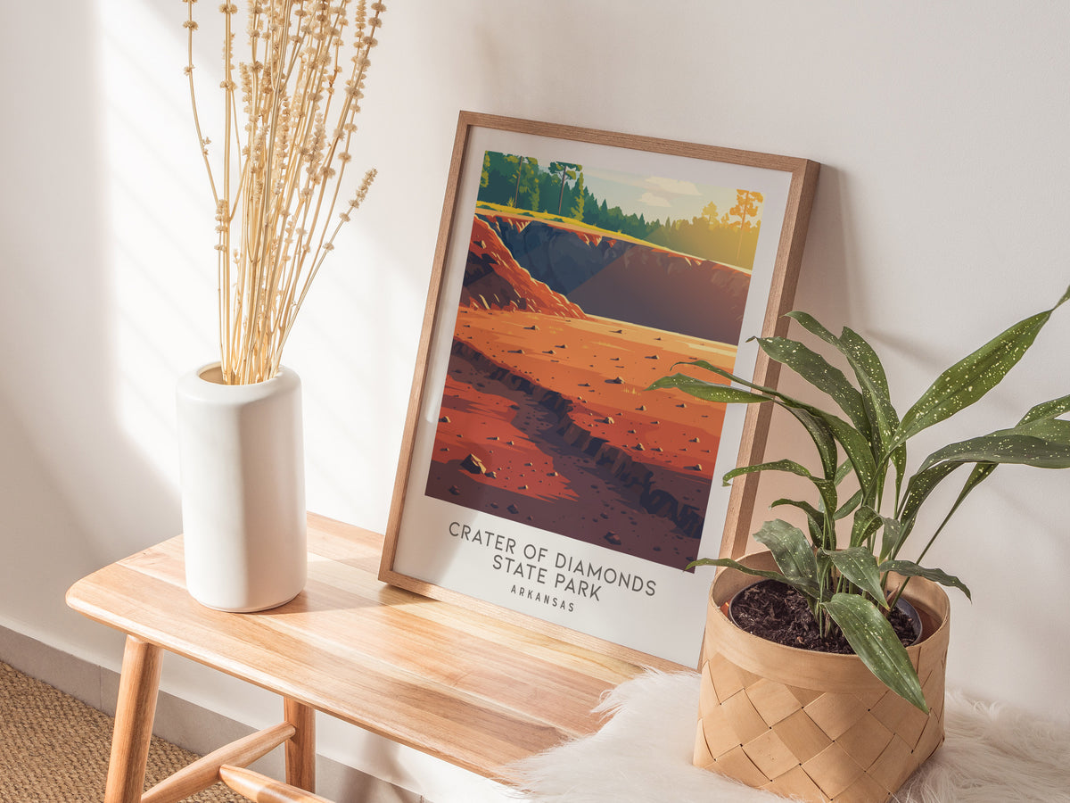 Crater of Diamonds State Park Matte Border Poster | Arkansas Destination Print Travel Wall Art — styled in a modern interior
