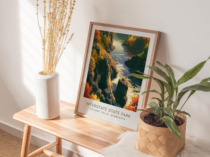 Interstate State Park Matte Border Poster | Taylors Falls, Minnesota Vacation Wall Art — styled in a modern interior