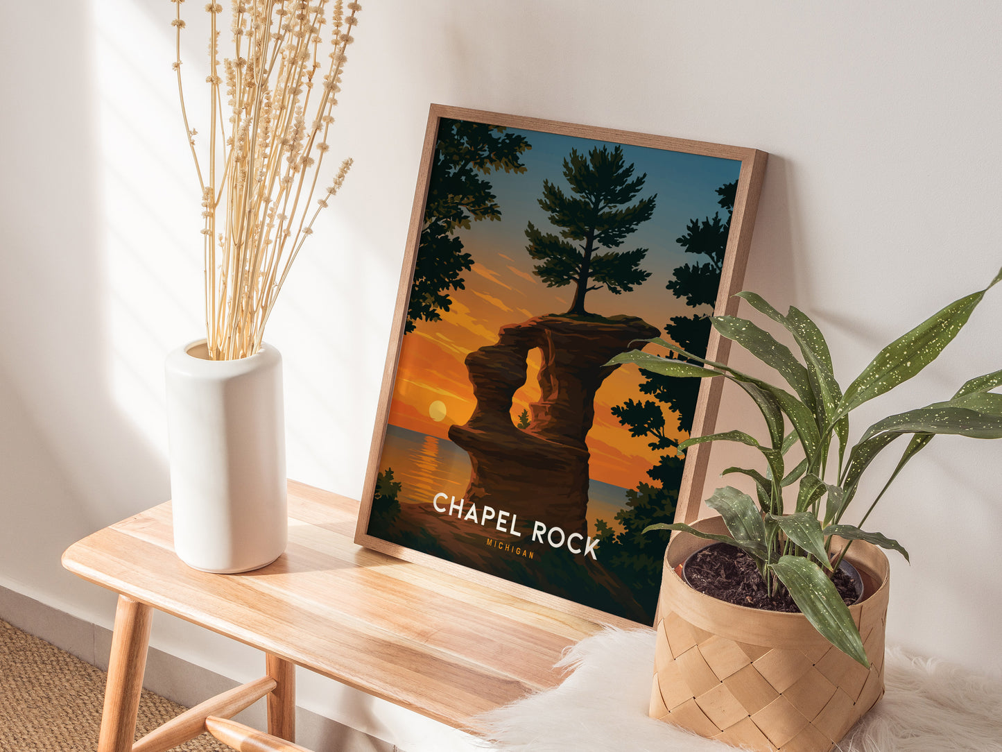 Chapel Rock Michigan Poster | Pictured Rocks Lake Superior Wall Art | Framed or Unframed