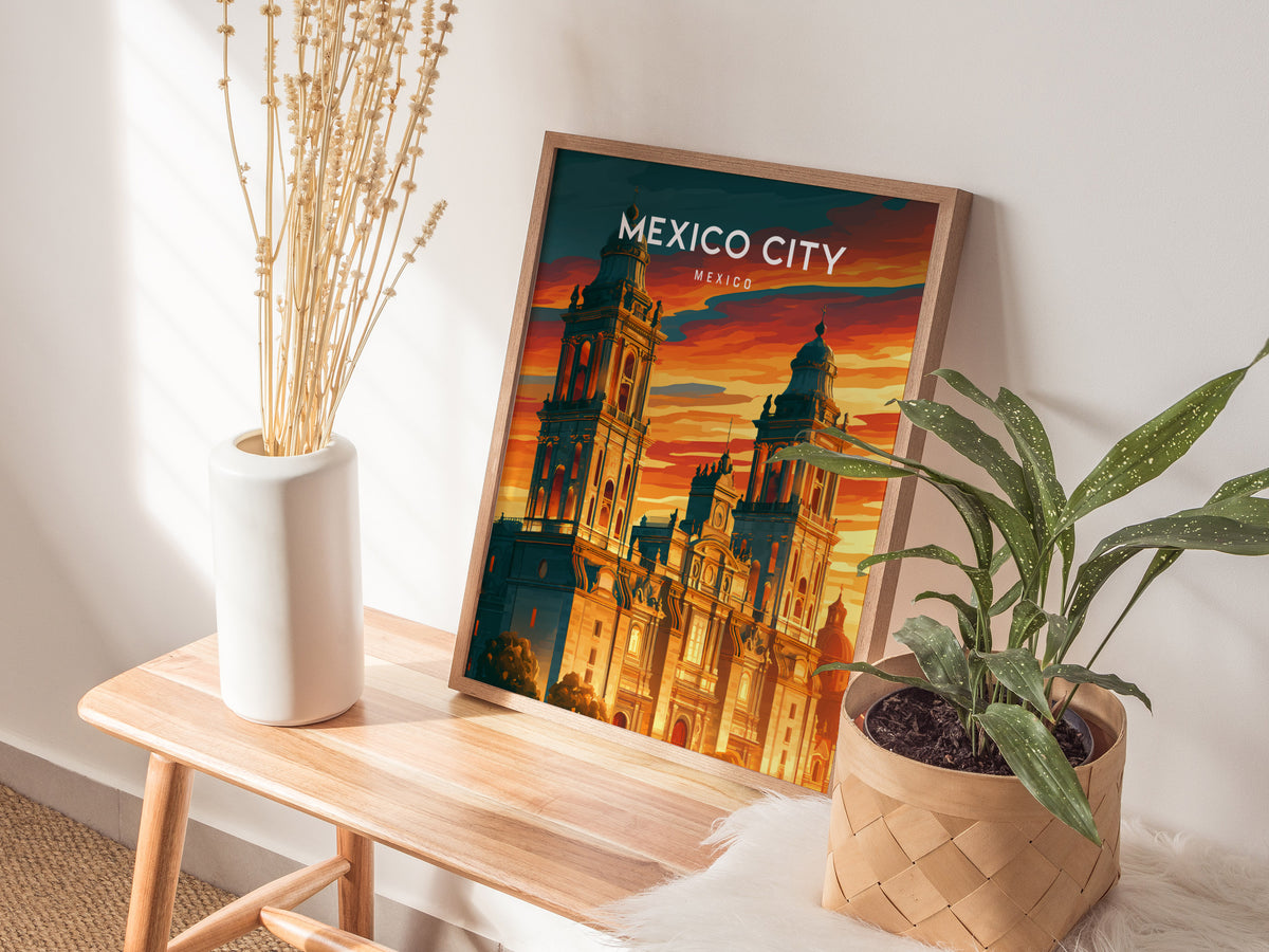 Mexico City, Mexico Poster | Vibrant Culture & Architecture Wall Art — styled in a modern interior