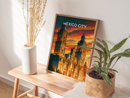 Mexico City, Mexico Poster | Vibrant Culture & Architecture Wall Art — styled in a modern interior