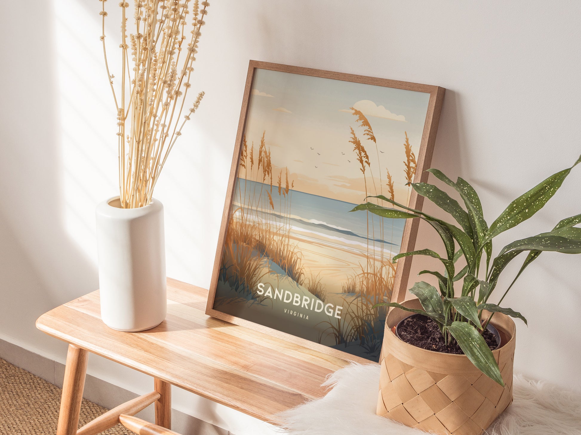 Sandbridge Poster | Virginia Beach Art | Coastal Dunes Sunrise VA Print