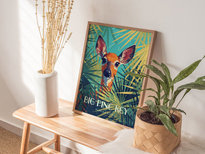 Big Pine Key Deer Poster | Florida Keys Wildlife Tropical Wall Art | Framed or Unframed