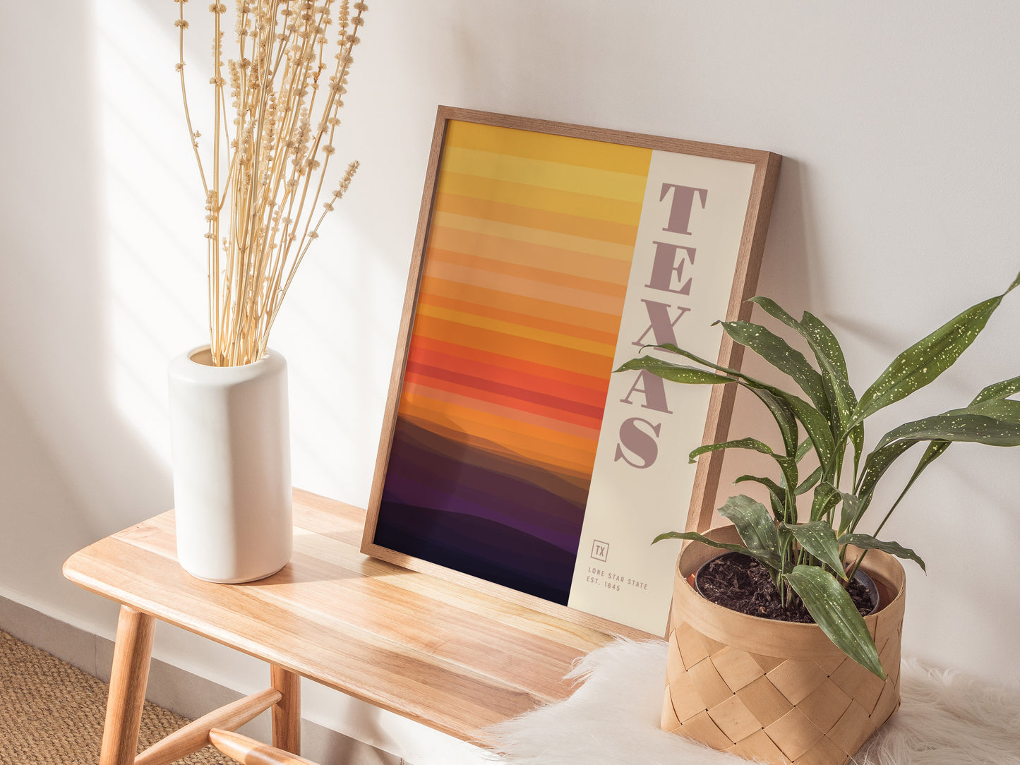 Texas Poster | Lone Star State Minimalist Abstract Art TX Wall Decor