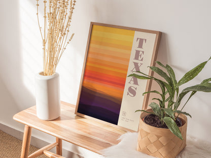 Texas Poster | Lone Star State Minimalist Abstract Art TX Wall Decor