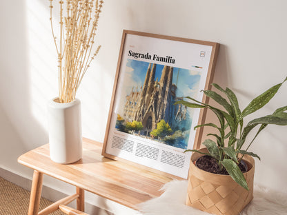 Sagrada Familia Poster | Barcelona Travel Art | Gaudi Cathedral Print
