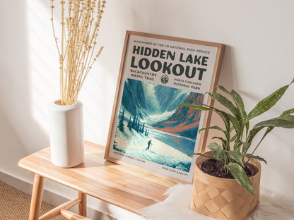 Hidden Lake Lookout, North Cascades National Park Poster | Hiker Gift | Backcountry Trail Wall Art — styled in a modern inter