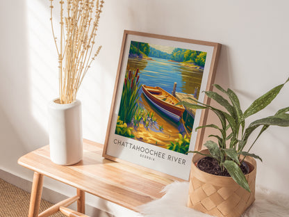 Chattahoochee River Matte Border Poster | Georgia Vacation Wall Art Framed or Unframed — styled in a modern interior