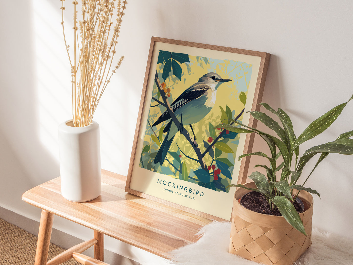 Mockingbird Poster | Vintage Cottagecore Songbird Wall Art
