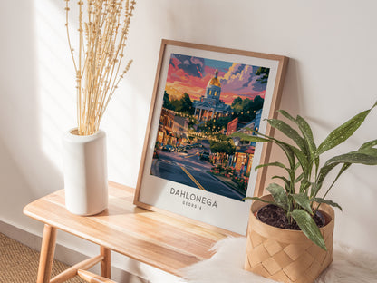 Dahlonega Matte Border Poster | Georgia Destination Print Travel Wall Art — styled in a modern interior