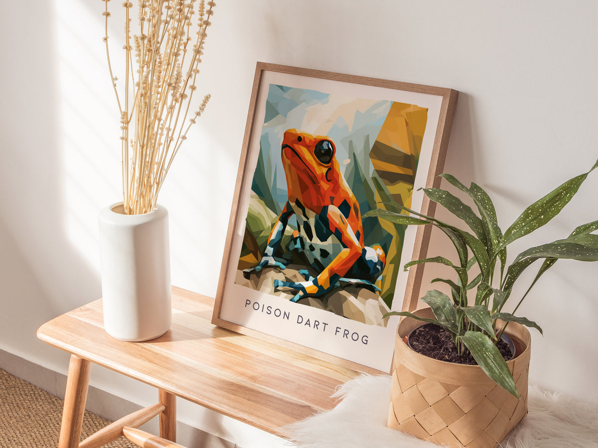 Poison Dart Frog Poster | Vibrant Rainforest Wildlife Art Wall Art — styled in a modern interior