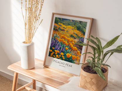 Picacho Peak Matte Border Poster | Arizona Travel Wall Art — styled in a modern interior
