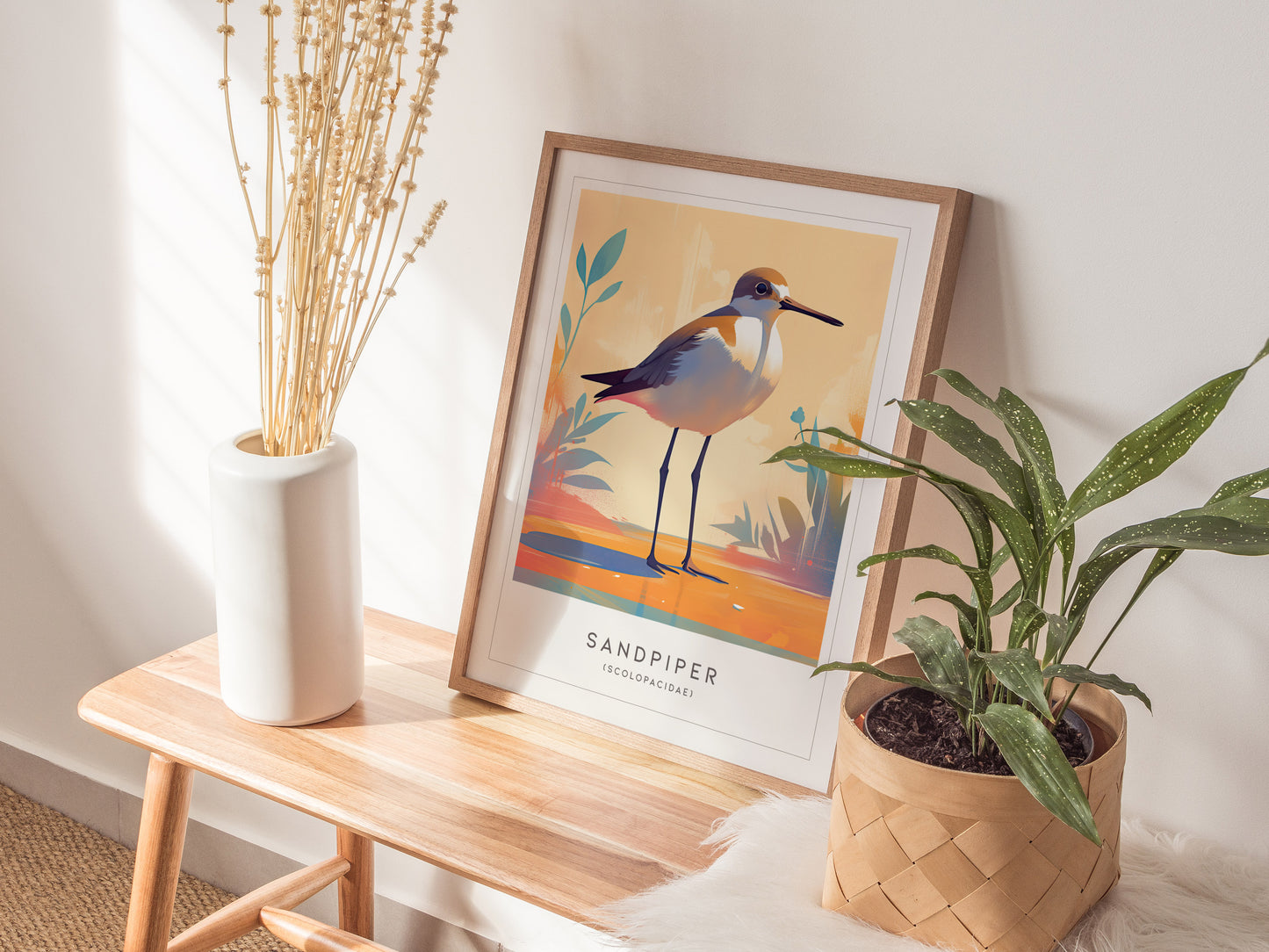 Sandpiper Poster | Beach Bird Art | Coastal Shorebird Wall Print Gift