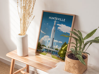Huntsville, Alabama Poster | Rocket City Space & Southern Charm Wall Art — styled in a modern interior