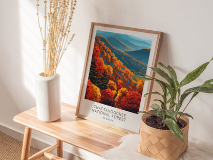 Chattahoochee National Forest Matte Border Poster | Georgia Travel Wall Art — styled in a modern interior
