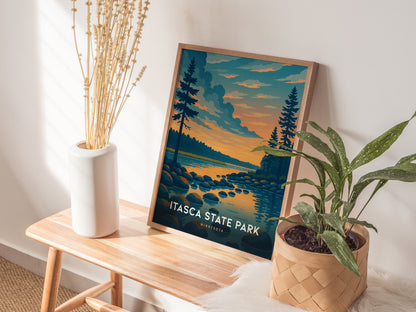 Itasca State Park Poster | Mississippi Headwaters Minnesota Wall Art