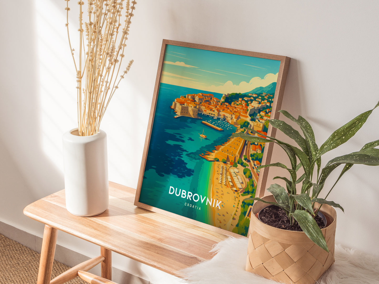 Dubrovnik Croatia Poster | Coastal Old Town Wall Art | Framed or Unframed