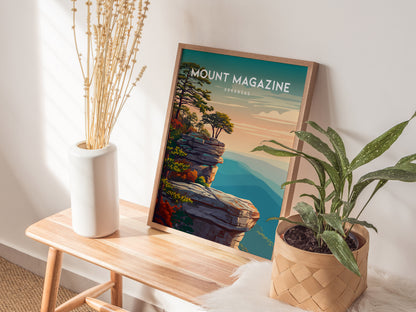 Mount Magazine, Arkansas Poster | Ozark Summit & Forest Scenic Wall Art — styled in a modern interior
