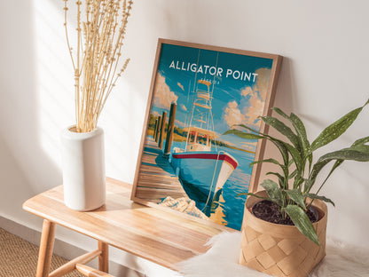 Alligator Point, Florida Poster | Wild Gulf Shore Serenity Wall Art — styled in a modern interior