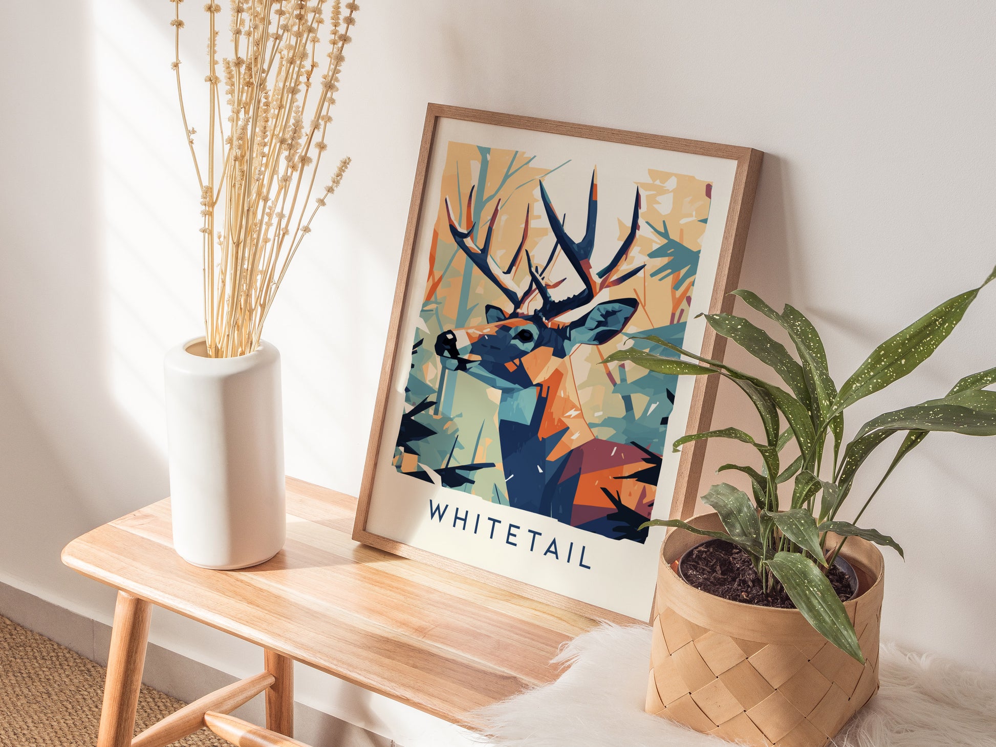 Whitetail Deer Poster | Wildlife Buck Hunting Cabin Wall Art Gift
