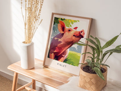 Piglet, Sus scrofa domesticus Poster | Adorable Farm Wildlife Nature Poster Wall Art — styled in a modern interior