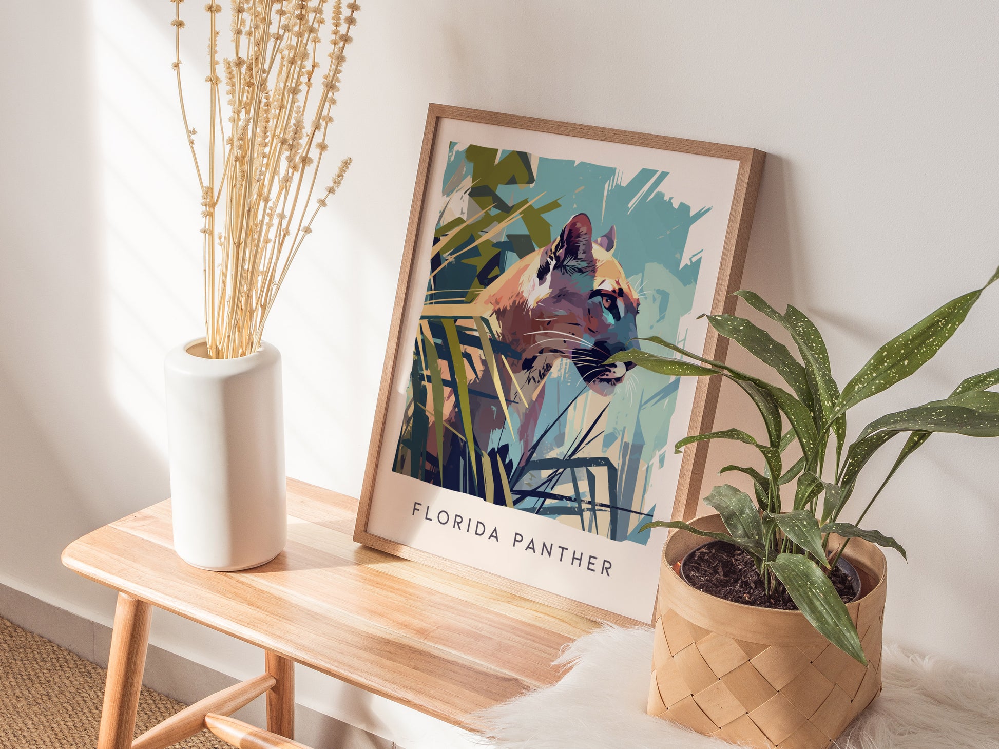 Florida Panther Poster | Big Cat Wildlife Floridian Wall Art | Framed or Unframed