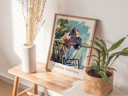 Florida Panther Poster | Big Cat Wildlife Floridian Wall Art | Framed or Unframed
