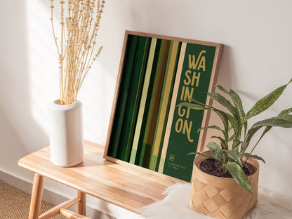 Washington Poster | Evergreen State Minimalist Forest Abstract Art WA