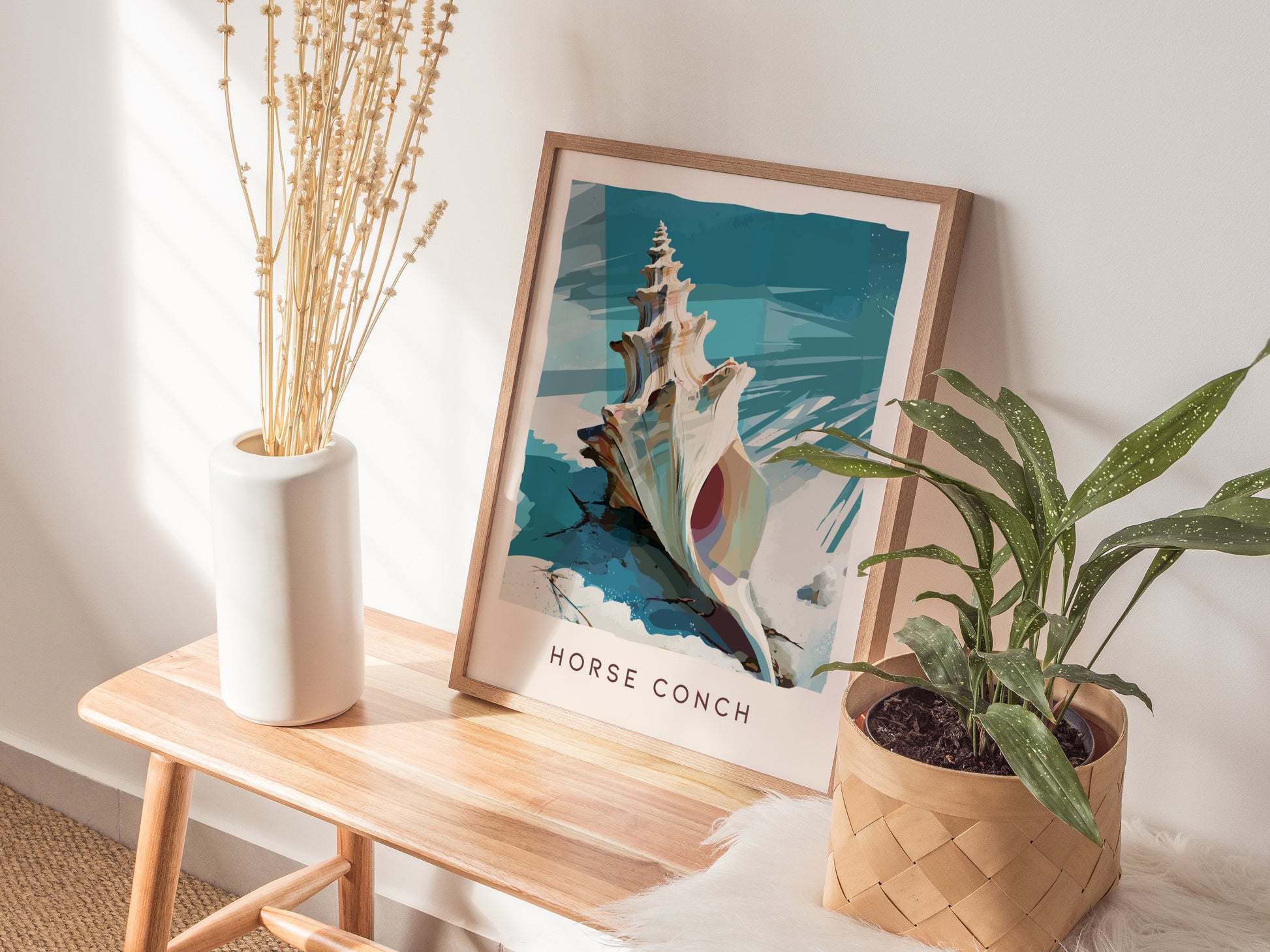 Horse Conch Shell Poster | Florida Ocean Wildlife Coastal Beach Wall Art