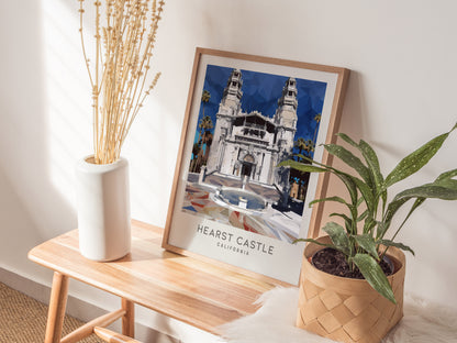 Hearst Castle Matte Border Poster | San Simeon, California Travel Wall Art — styled in a modern interior
