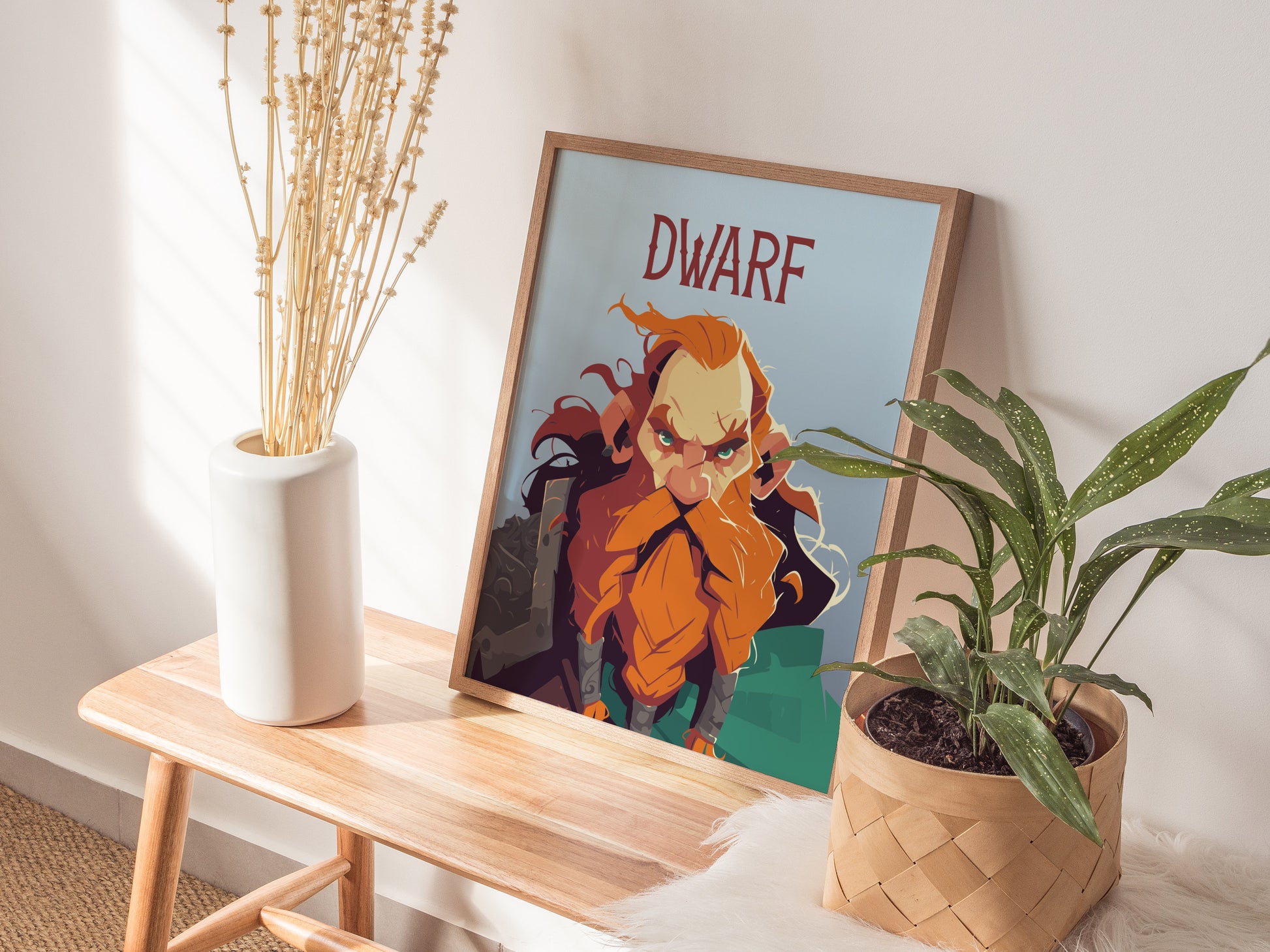 Dwarf Fantasy Poster | Kids Room Decor Wall Art | Framed or Unframed