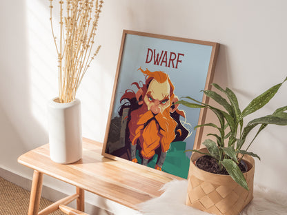 Dwarf Fantasy Poster | Kids Room Decor Wall Art | Framed or Unframed