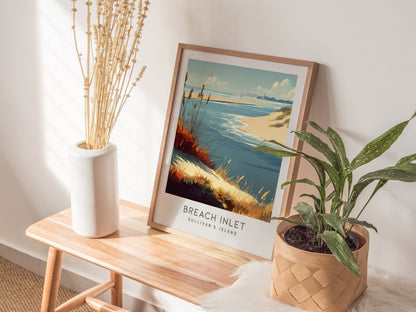 Breach Inlet Matte Border Poster | Sullivan's Island Vacation Wall Art — styled in a modern interior