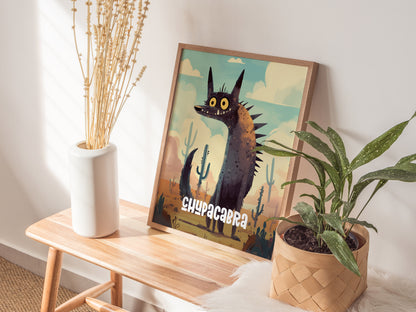 Chupacabra Cute Cryptids Poster | Kids Room Decor Wall Art | Framed or Unframed