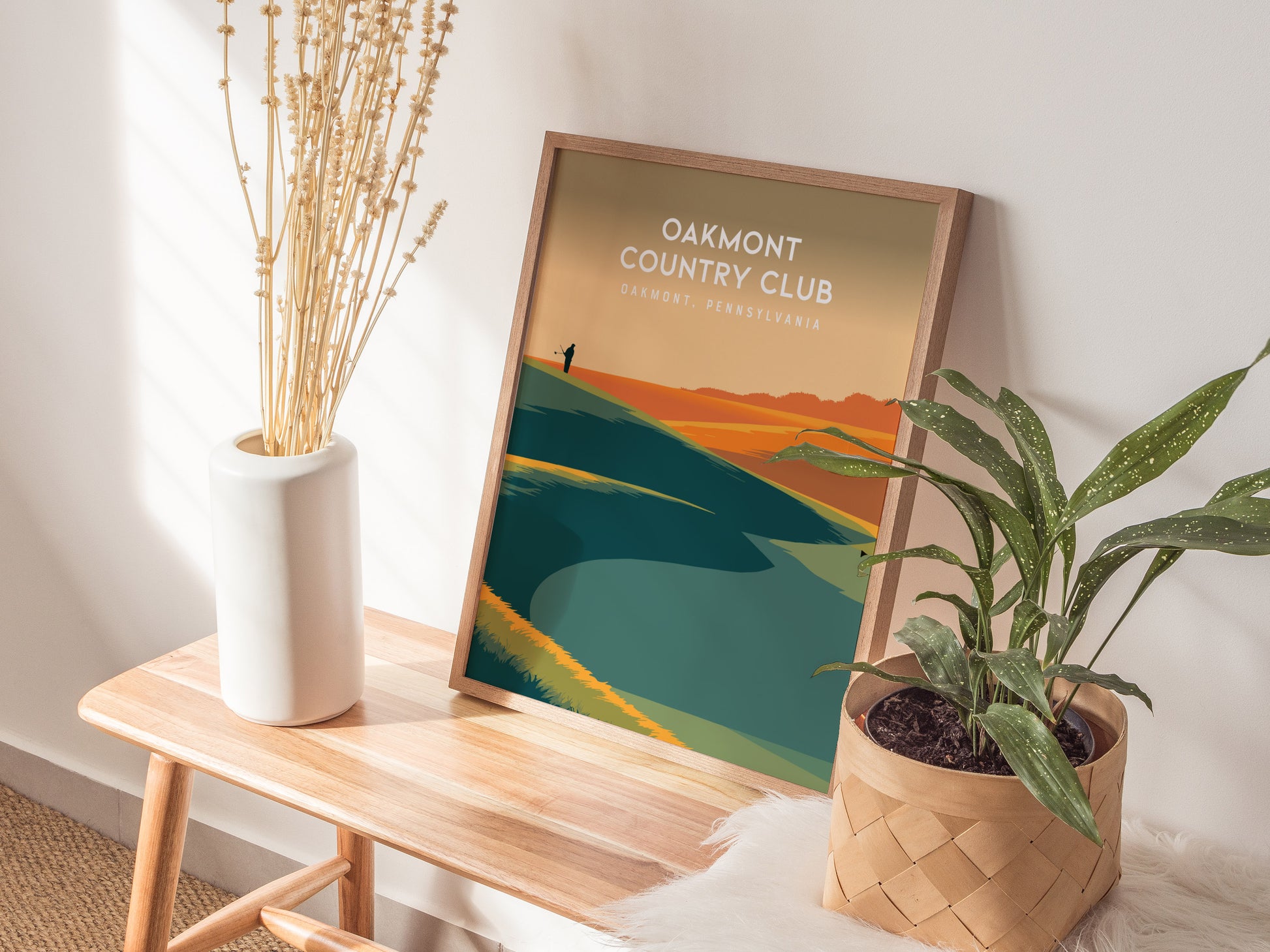 Oakmont Country Club, Oakmont, Pennsylvania Poster | Classic Links Golfer Gift Wall Art — styled in a modern interior