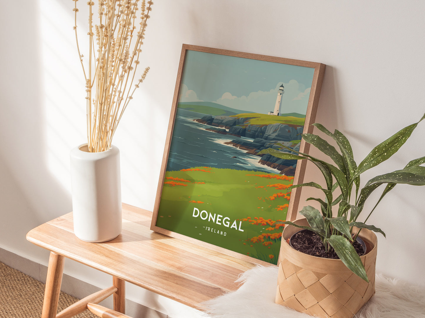 Donegal, Ireland Poster | Rugged Cliffs & Celtic Coast Wall Art — styled in a modern interior