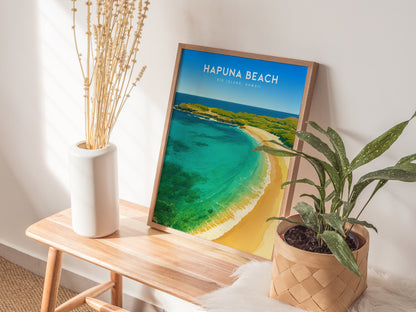 Hapuna Beach Poster | Big Island Hawaii Tropical Wall Art