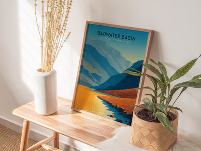 Badwater Basin Death Valley Poster | California National Park Print Wall Art | Framed or Unframed