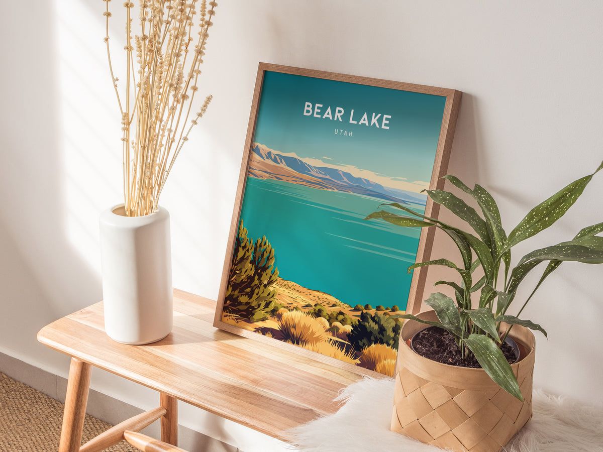 Bear Lake, Utah Poster | Beach House Decor Travel Gift Wall Art — styled in a modern interior