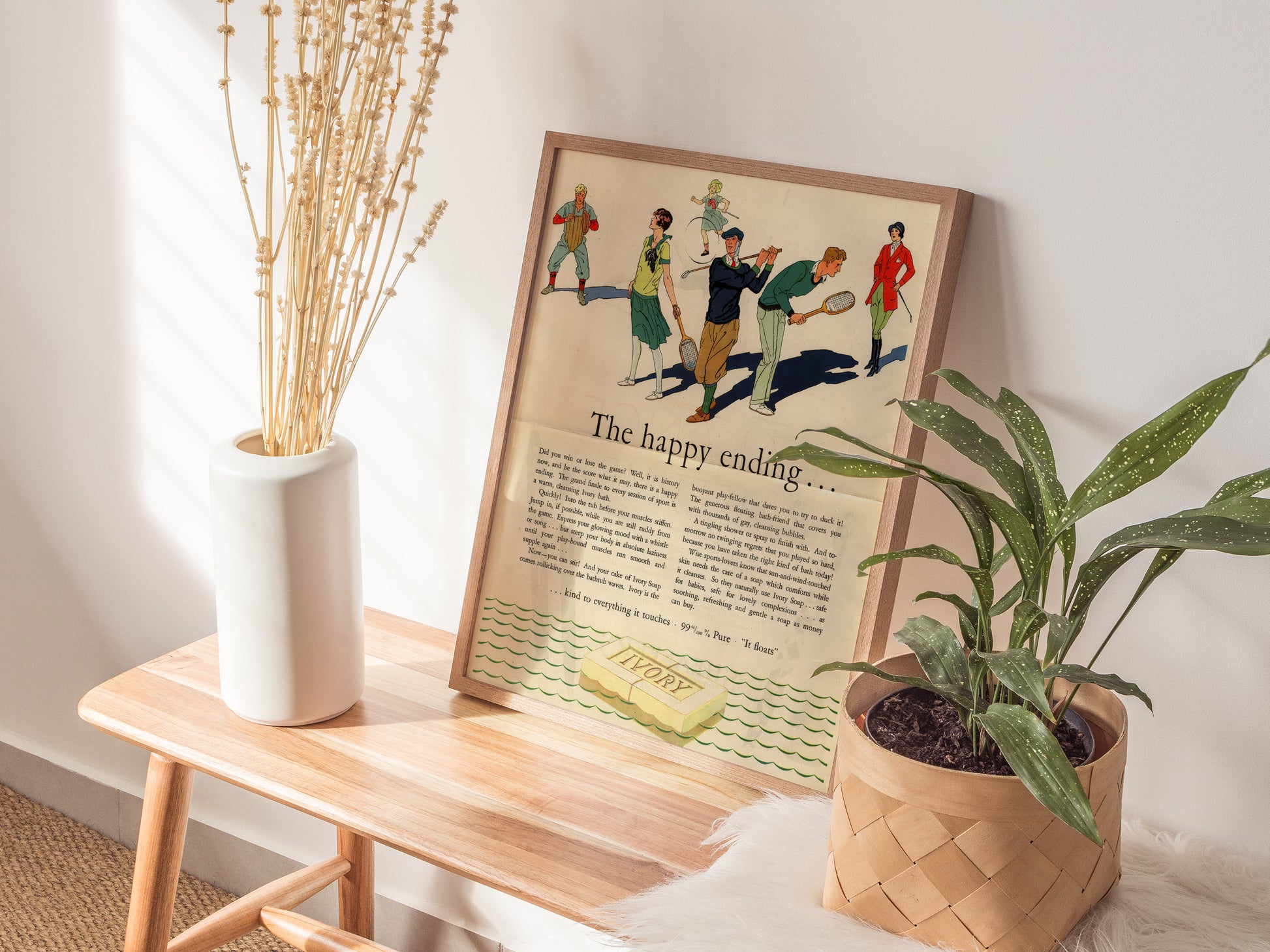 Vintage Ivory Soap Ad | 1920s Bathroom Art | Happy Ending Retro Print