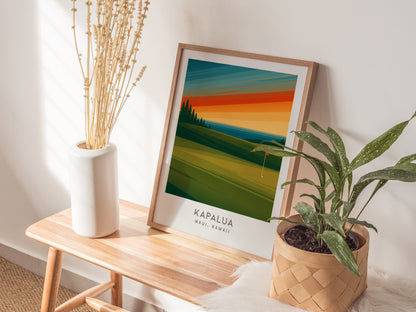 Kapalua Matte Border Poster | Maui, Hawaii Golf Course Print Travel Wall Art — styled in a modern interior