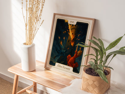 The Tower Tarot Poster | Major Arcana Art | Vintage Art Nouveau Gift