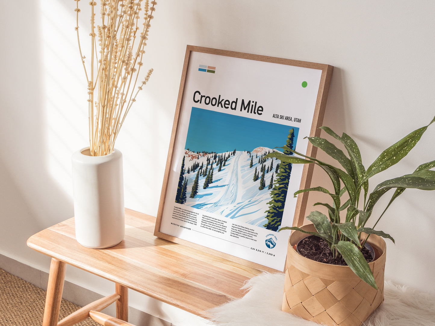 Crooked Mile Alta Ski Area Poster | Utah Skiing Resort Wall Art | Framed or Unframed